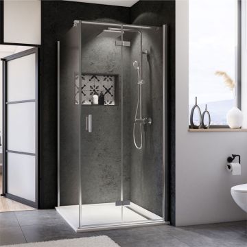Breuer Panorama Duschtür mit Seitenwand - 80 x 80 cm Drehfalttür
