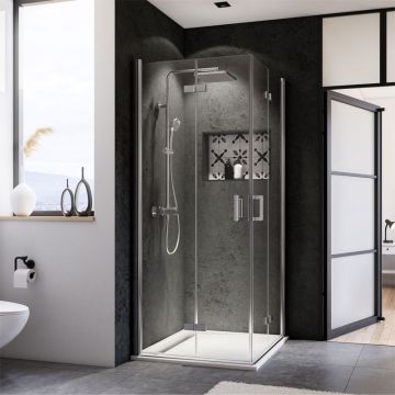 Breuer Panorama Dusche mit Eckeinstieg - 2 Drehfalttüren 80 x 80 cm