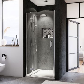 Breuer Panorama Duschtür für Nische - 80 cm Drehtür mit Festteil Ambiente 1