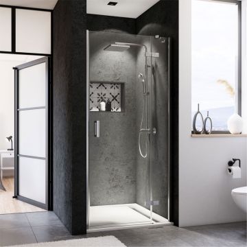 Breuer Panorama Duschtür für Nische - 80 cm Drehtür mit Festteil Ambiente 1