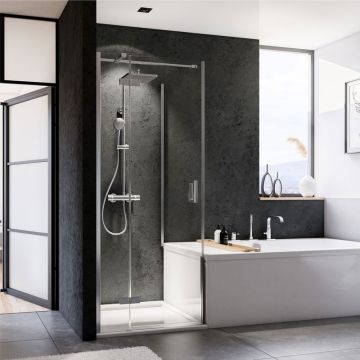 Breuer Panorama Duschtür mit verk. Seitenwand - 90 x 90 cm Drehtür