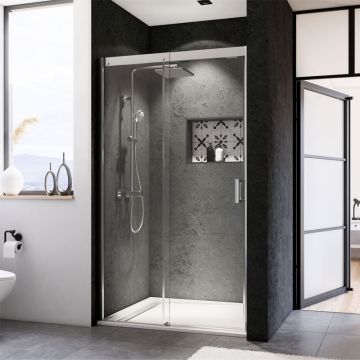 Breuer Panorama Duschtür für Nische - 160 cm Schiebetür mit Festteil