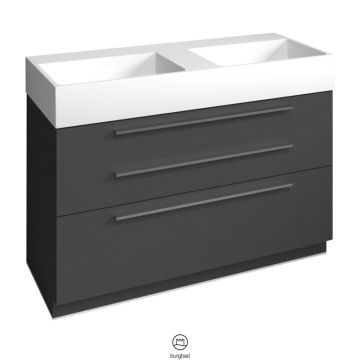 Burgbad Crono Mineralguss-Doppelwaschtisch mit Unterschrank 121 cm