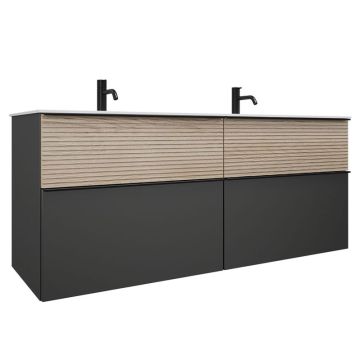 Burgbad Fiumo Doppelwaschtisch mit Unterschrank Set 142 cm