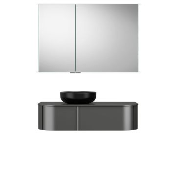 Burgbad Lavo 2.0 Badmöbel Set 18 - 102 cm, Spiegelschrank, Keramik-Aufsatzbecken