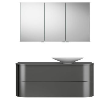 Burgbad Lavo 2.0 Badmöbel Set 59 - 122 cm, Spiegelschrank, Mineralguss-Aufsatzwa