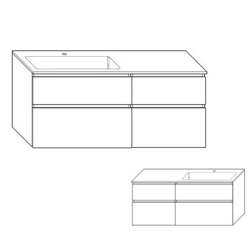 Burgbad LIN20 Waschtisch mit Unterschrank Set 142 cm Skizze