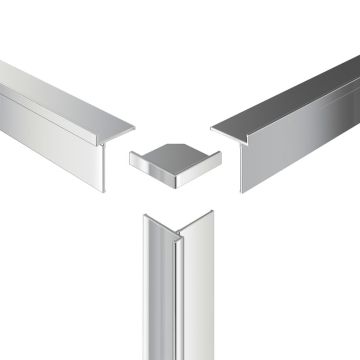HSK Renodeco Befestigung - Profil-Ecke, Außenecke flächenbündig, chromoptik