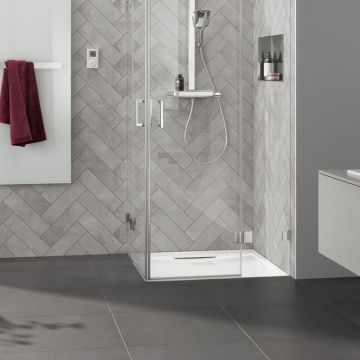 HSK Duschwanne Quadrat-Duschwanne 100x100 - superflach, Marmor-Polymer Ambiente