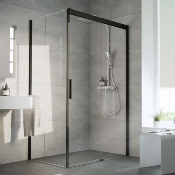 HSK Atelier Plan Duschtür mit Seitenwand - Gleittür bzw. Schiebetür schwarz