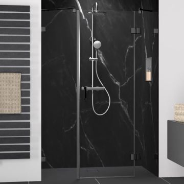 HSK Aperto Pur Raumnische, pendelbare Drehtür an Festelement mit Nebenteil