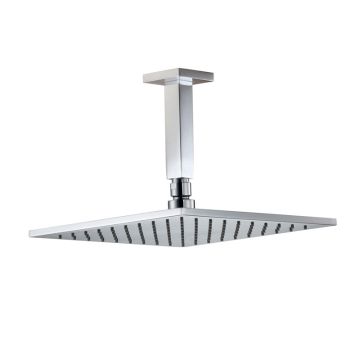 HSK Shower und Co Kopfbrause Eckig mit Deckenarm, flach, 25 x 25 cm, Länge 14 cm
