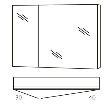 Marlin Bad 3980 Spiegelschrank - 70 cm Skizze