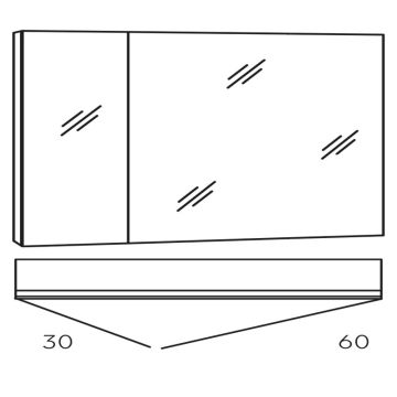 Marlin Bad 3980 Spiegelschrank - 90 cm Skizze