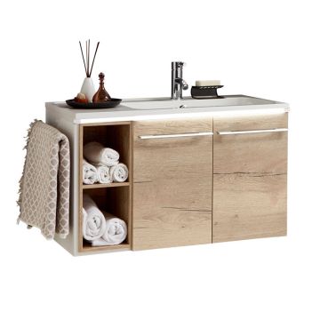 Marlin Bad 3250 Waschtisch mit Unterschrank 80 cm Regal rechts