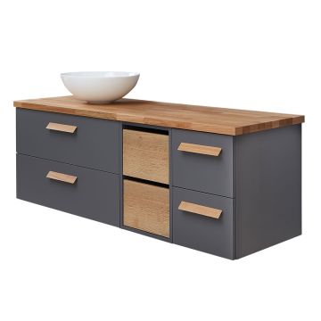 Pelipal PCON Aufsatzbecken mit Waschtischplatte und Unterschrank 137 cm