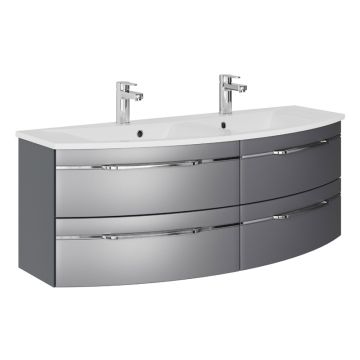 Pelipal Serie 7045 Mineralguss-Doppelwaschtisch mit Unterschrank 131 cm