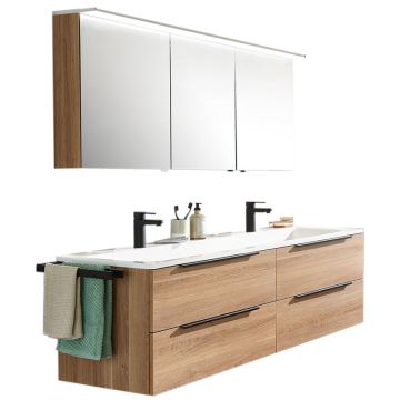 Puris Star Line Badmöbel Set 140 cm mit Spiegelschrank und Doppelwaschtisch
