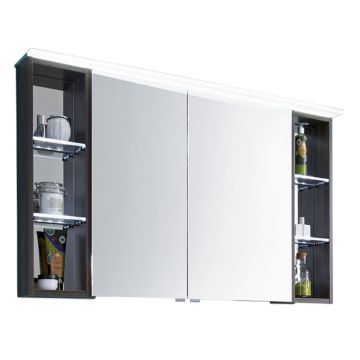 Puris Crescendo Spiegelschrank 120 cm mit 2 Doppelspiegeltüren und 2 Regal