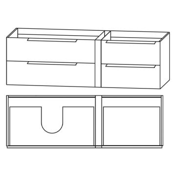 Puris Modern Life Waschtischunterschrank - 156 cm Skizze rechts
