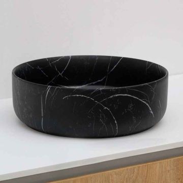 Riho Graph-it Stone Slim Aufsatzwaschtisch rund Schwarz Matt