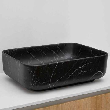 Riho Graph-it Stone Slim Aufsatzwaschtisch rechteckig Schwarz Matt