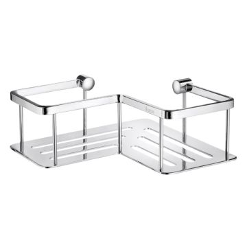 Smedbo SIDELINE Eckseifenkorb mit Bodenplatte in verchromtem Messing