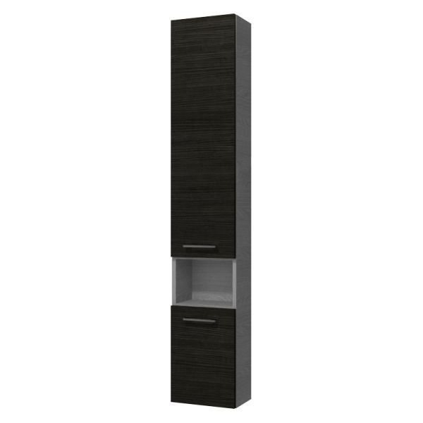 Badea Ergänzungsmöbel Hochschrank - 30 cm, 2 Türen, 1 offenes Fach, Glasböden