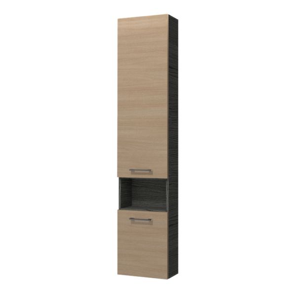 Badea Ergänzungsmöbel Hochschrank - 35 cm, 2 Türen, 1 offenes Fach, Glasböden