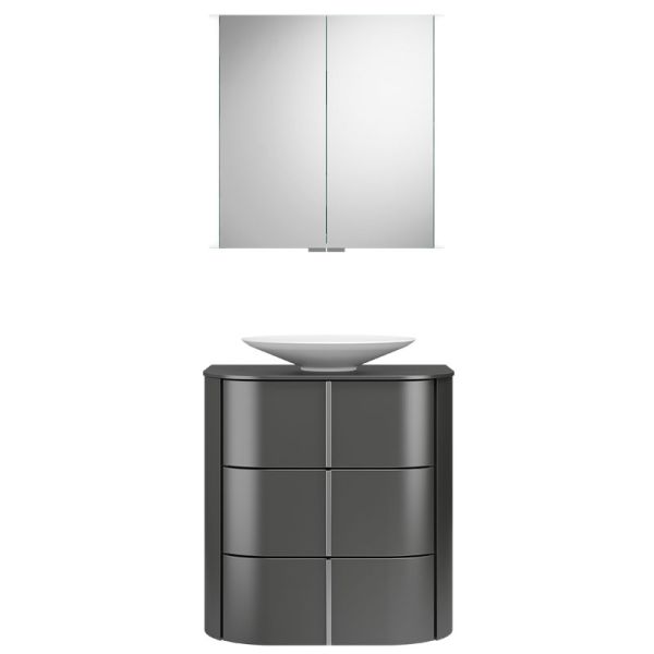 Burgbad Lavo 2.0 Badmöbel Set 45 - 72 cm, Spiegelschrank, Mineralguss-Aufsatzbec