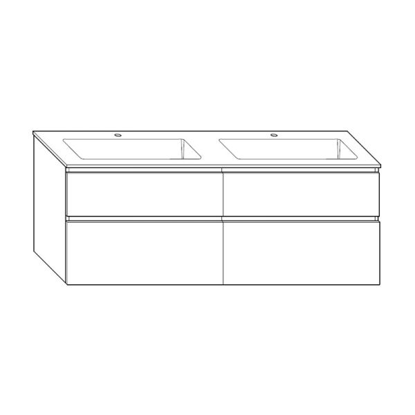 Burgbad LIN20 Waschtisch mit Unterschrank Set 182 cm Skizze