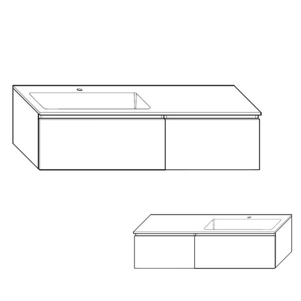 Burgbad LIN20 Waschtisch mit Unterschrank Set 142 cm Skizze