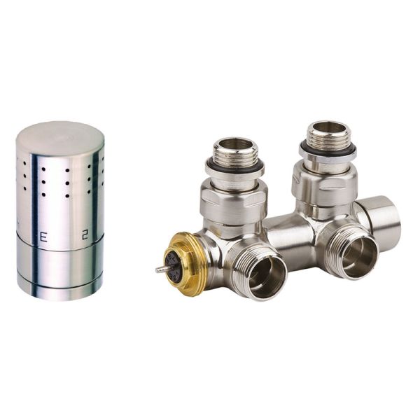 Corpotherma Zubehör Anschlussarmaturen Design-Ventilarmatur Eckform - Edelstahl