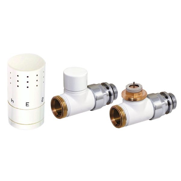Corpotherma Anschlussarmaturen Design-Thermostatventilset Durchgangsform - weiß