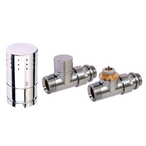 Corpotherma Anschlussarmaturen Design-Thermostatventilset Durchgangsform - chrom