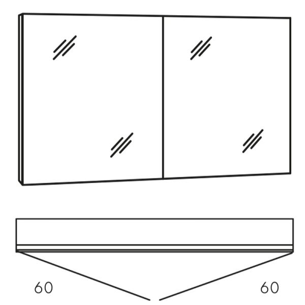 Marlin Bad 3980 Spiegelschrank - 120 cm Skizze