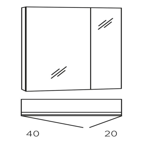 Marlin Bad 3980 Spiegelschrank - 60 cm Skizze