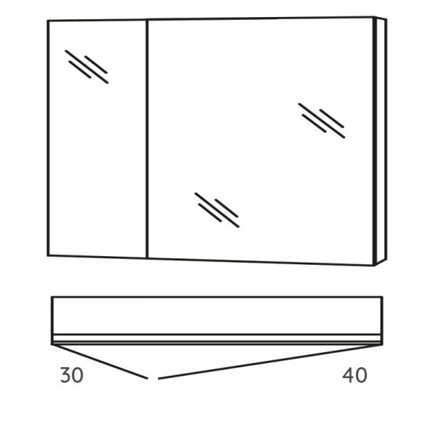 Marlin Bad 3980 Spiegelschrank - 70 cm Skizze