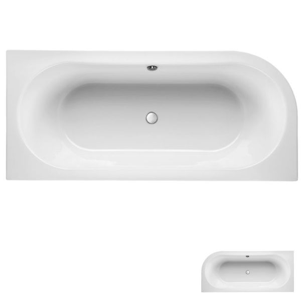 Mauersberger Primo Oval-Badewanne - 170 / 75 duo, weiß, Wasserfüllmenge 140 l