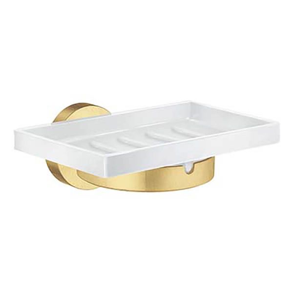 Smedbo HOME Seifenschale / Seifenschalenhalter - Gold gebürstet, Porzellan
