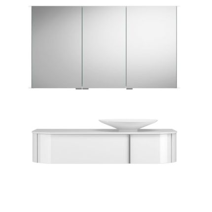 Burgbad Lavo 2.0 Badmöbel Set 56 - 122 cm, Spiegelschrank, Mineralguss-Aufsatzbe