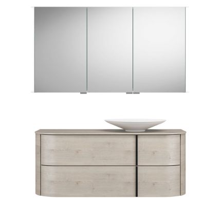 Burgbad Lavo 2.0 Badmöbel Set 60 - 122 cm, Spiegelschrank, Mineralguss-Aufsatzwa