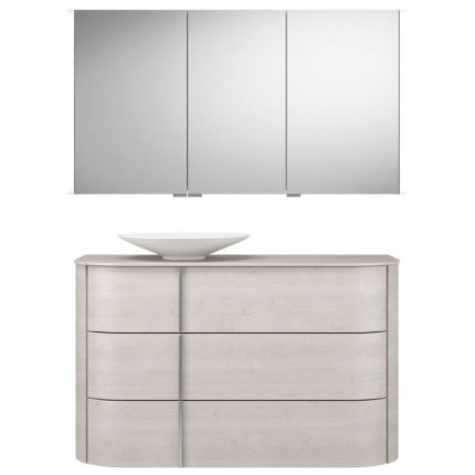 Burgbad Lavo 2.0 Badmöbel Set 63 - 122 cm, Spiegelschrank, Mineralguss-Aufsatzbe