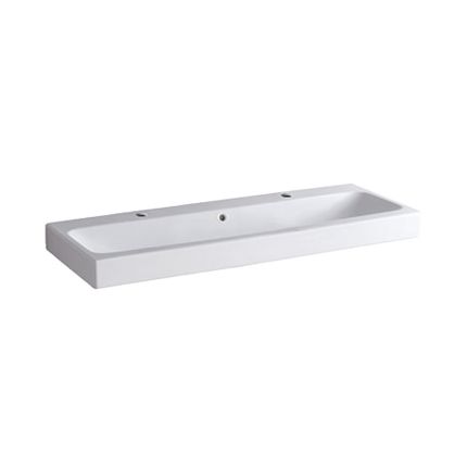 Geberit iCon Waschtisch - 2 Hahnlöcher, Überlauf, weiß, KeraTect