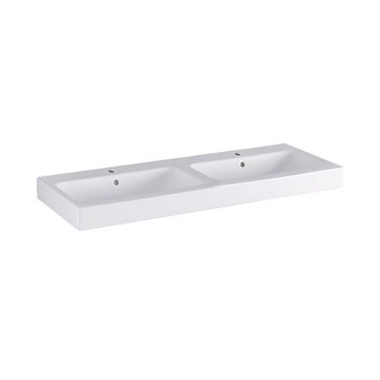 Geberit iCon Waschtisch - 2 Hahnlöcher, Überlauf, weiß, KeraTect