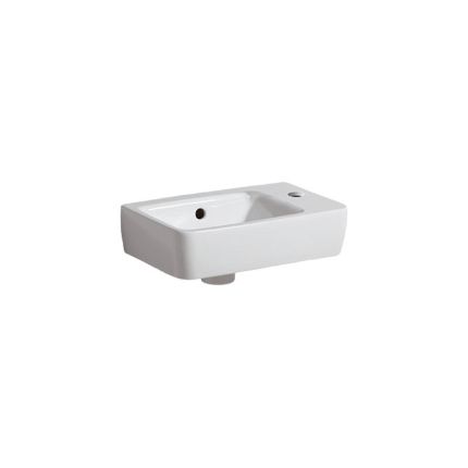 Geberit Renova Compact Waschtisch - Hahnloch, Überlauf, weiß, KeraTect