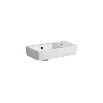 Geberit Renova Compact Waschtisch - Hahnloch, Überlauf, Ablagefläche, weiß