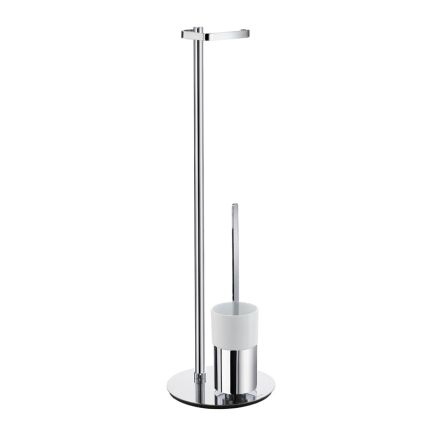 Smedbo OUTLINE Toilettenpapierhalter Standmodell mit WC-Bürste Verchromt Porzell