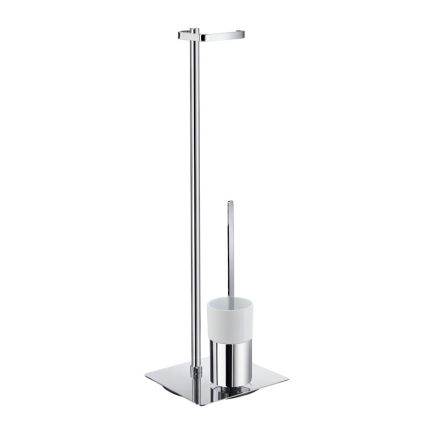 Smedbo OUTLINE Toilettenpapierhalter Standmodell WC-Bürste Verchromt Porzellan
