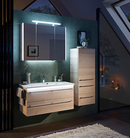 Pelipal 6025 Badmöbel Set Pinie Polar LED Beleuchtung Pelipal Serie 6010 Badmöbel Set schwarz LED Beleuchtung
